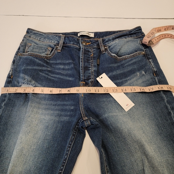 Vigoss FRANKIE SLIM STRAIGHT Crop Jean- DARK WASH Distressed Jean Size 31 New! - Picture 9 of 17